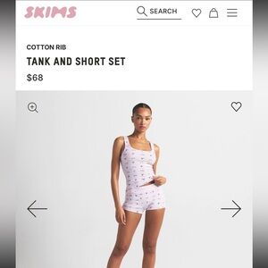 Skims purple Tank and Short Set xxs